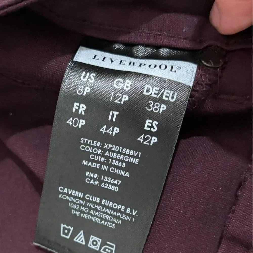 Liverpool burgundy high-waisted pants work wear casual wear Size 8P